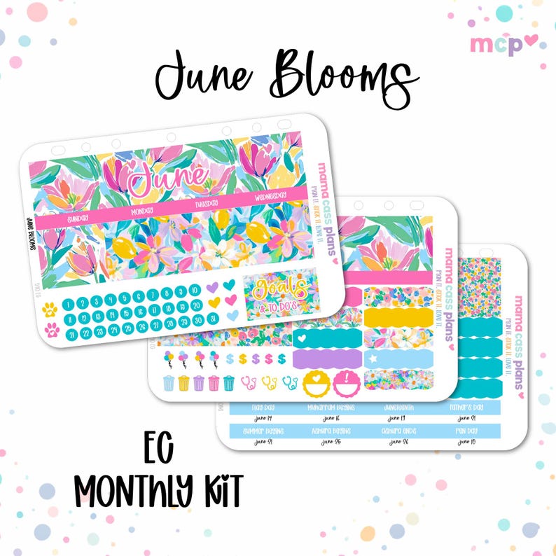 June Blooms - Erin Condren 7x9 - Monthly Kit - Planner Stickers - Etsy