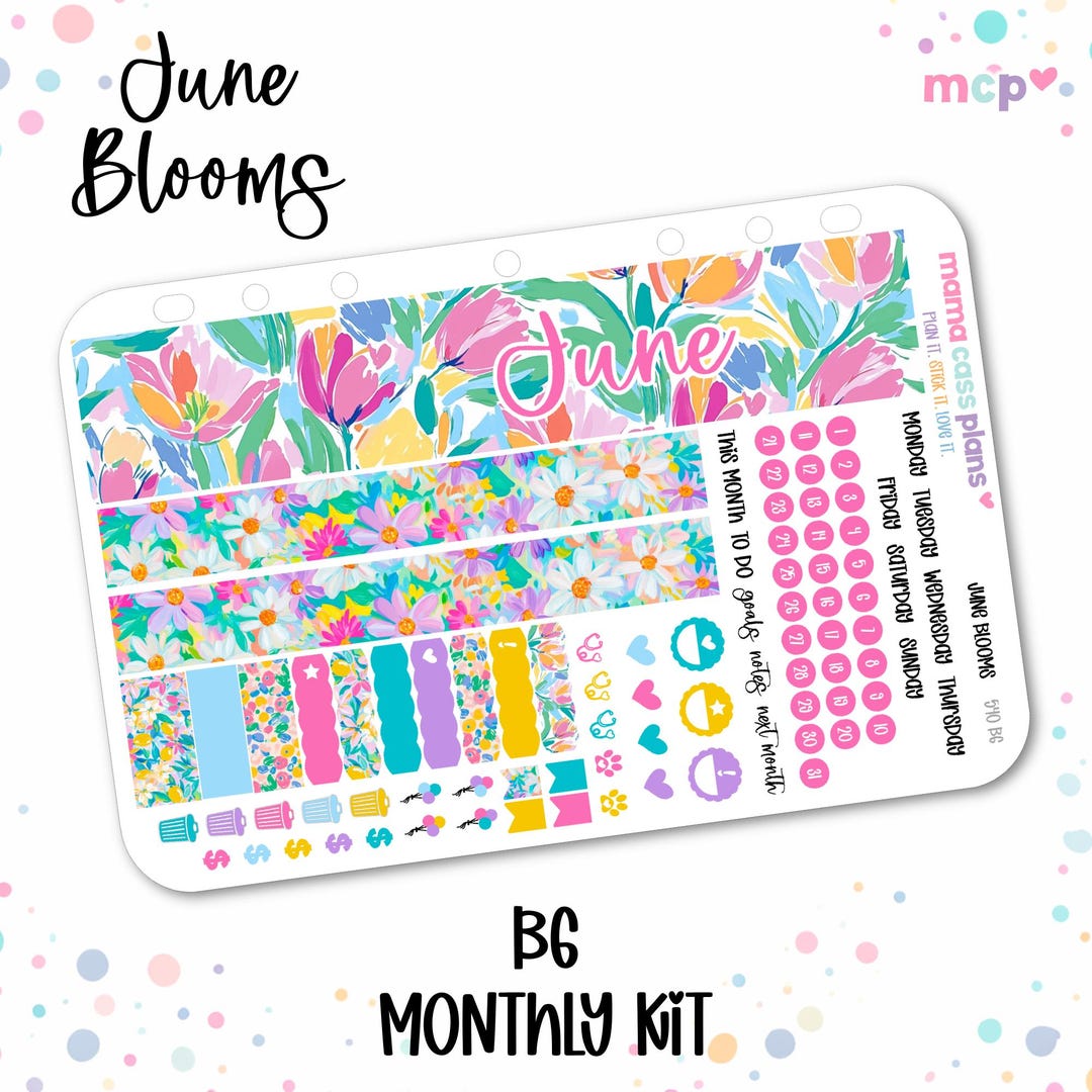 June Blooms - B6 - Monthly Kit - Planner Stickers - Etsy