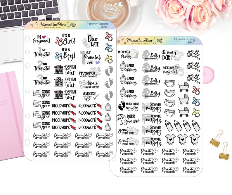 Maternity Pregnancy Tracking Planner Stickers (2 Page Set) - Etsy