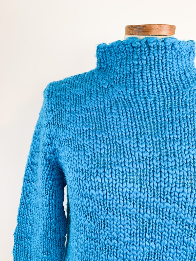 Soft Vintage Knit Pullover Medium 90s Aqua Cloud Sweater