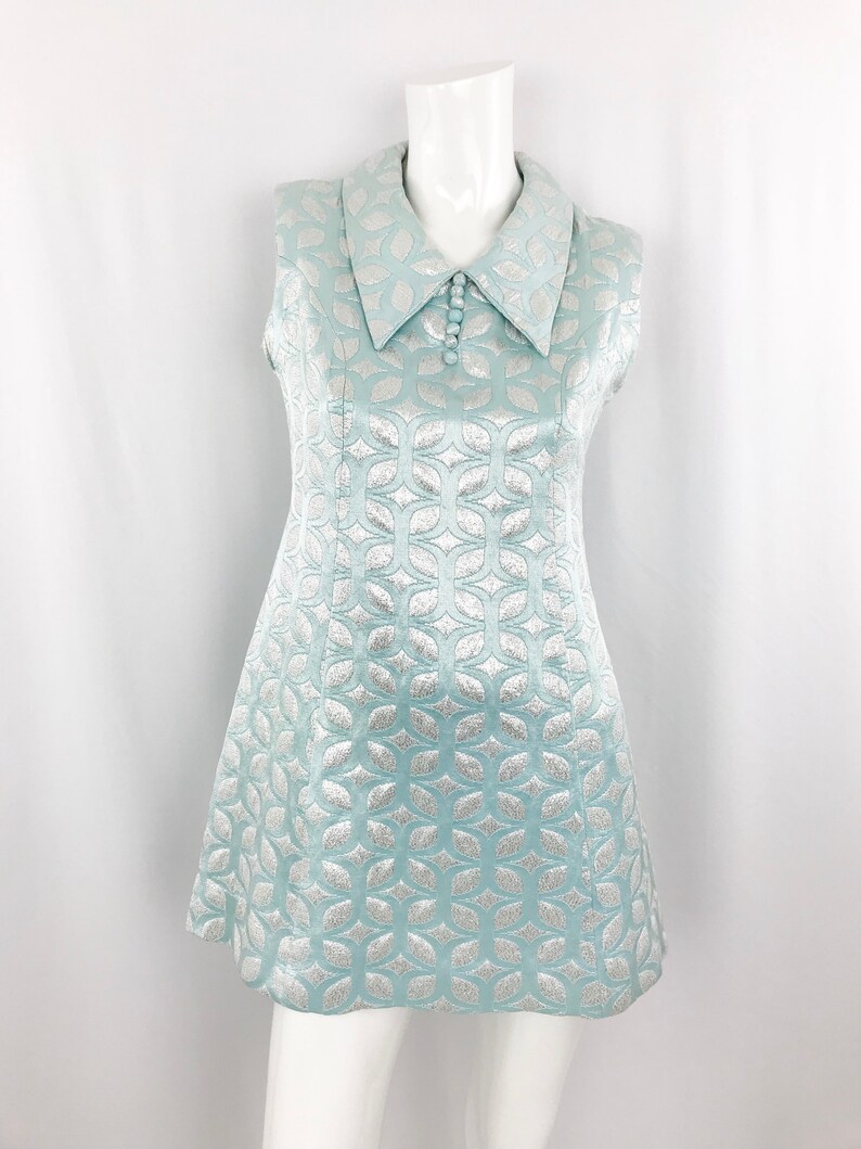 1960s Mod Metallic Mini Dress Small Vintage Jonathan Logan Dress