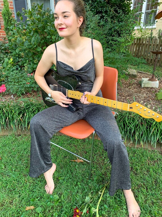 Vintage Silver Lurex Jumpsuit || 90s Sparkle Onesi