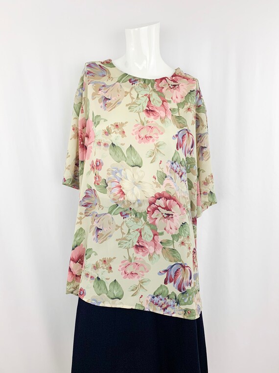 Vintage Plus Size Floral Blouse || 90s Floral Boxy