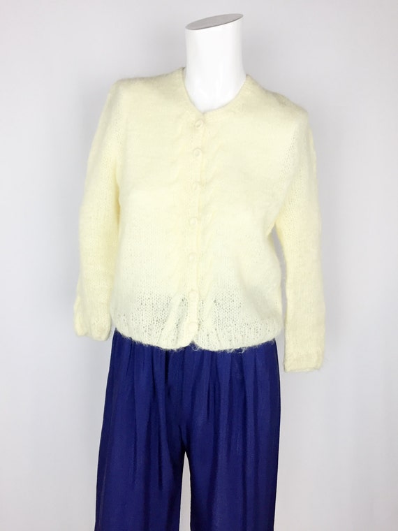 Vintage Handmade Mohair Sweater || 1950's Yellow C