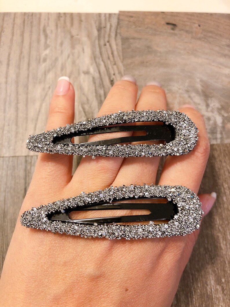 Sparkle gray seeds rhinestone snap hairclips gray rhinestone hair clip gray snap clip gray snap clips gray snap hair pin
