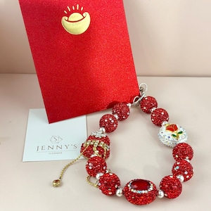 Lucky charm keychain for Lunar New Year / Oriental  charm / Oriental keychain / fancy bag chain/ rhinestone fancy purse chain/ red money bag