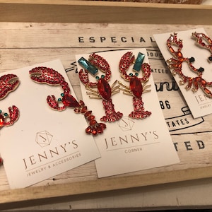 Rhinestone Lobster Earrings: Festive Statement Jewelry