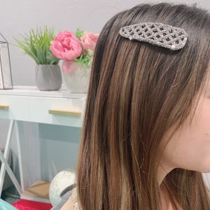 Rhinestone embellished large snap clip - large hair clip - large hair snap barrette - lace sparkle hair snap - sparkling hair barrette