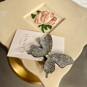 Shiny rhinestones butterfly hair barrette- sparkle butterfly hair clip / pin - statement hair clip / pin - rhinestone hair clip