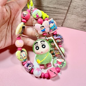 Shin Chan Keychain: Japanese Anime Bag Charm with Colorful Beads