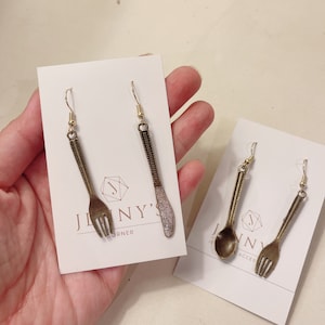 Cutlery set earrings - knife and fork earrings - spoon and fork earrings - miniature earrings - cutlery earrings