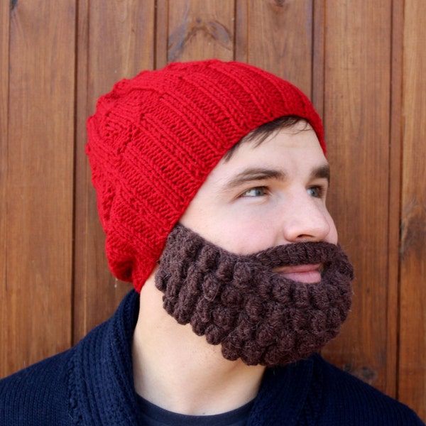 Idée cadeau de Noël | Des hommes et des femmes de barbe et bonnet en crochet | Hiver tricoté visage chaud pour ski et snowboard