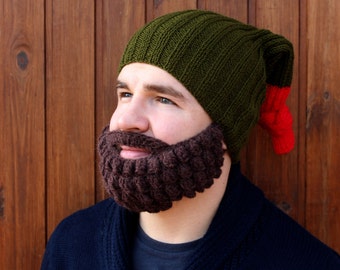 Crochet beard and hat | Knitted face warmer, Snowboard, ski mask and beanie | Funny fake beard, mustache | Christmas facial hair