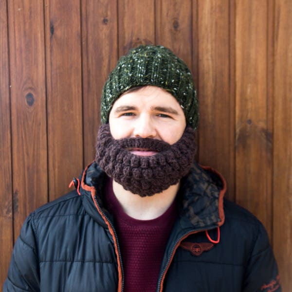 Men’s snowboard, ski mask and beanie | Funny knitted beard and hat, face warmer | Crochet mustache, fake beard | Gift idea