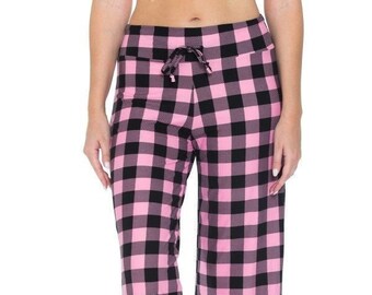 Pink and blue plaid pants Outlet