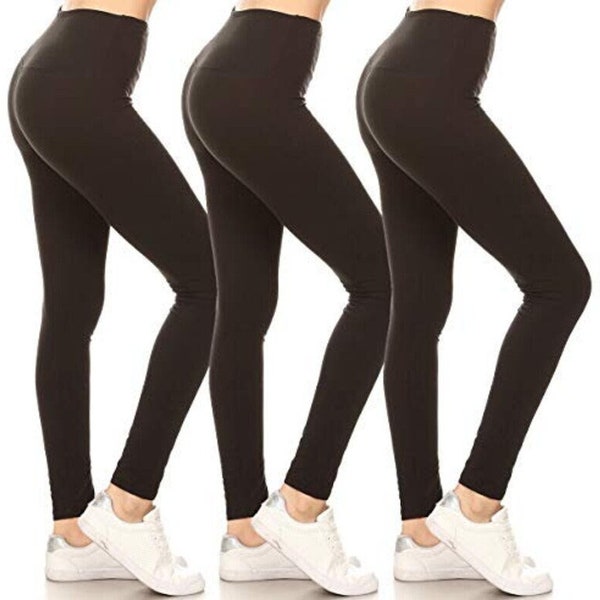 3 pairs Solid Black Yoga 3" wide Yoga Band Leggings. Buttery Soft Leggings. Leggings. Lightweight Leggings. High waisted leggings. Pants.