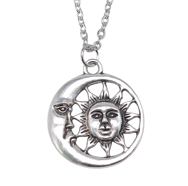 Sun and Moon Necklace Bohemian Yin and Yang Pendant Necklace image 1