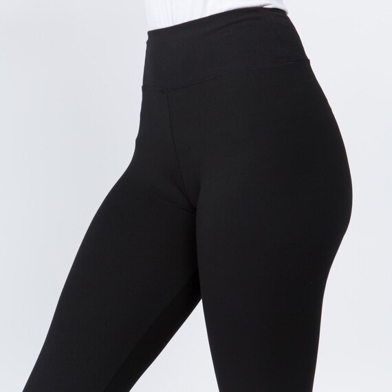 3 Pairs Solid Black Yoga 3 Wide Yoga Band Leggings. Buttery Soft