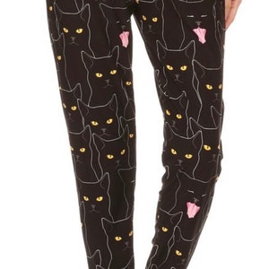 Black Kitty Cat Buttery Soft Lounge Pajama Jogger Pants. - Etsy