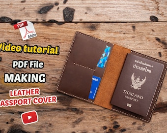 Leather Passport Cover Pattern, Travel Wallet Template, Video Tutorial (PDF Download)