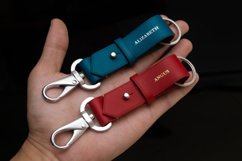 Personalized Leather Keychain, Handmade Anniversary Gift - Etsy