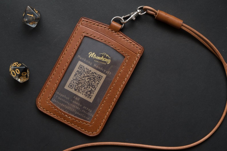 Personalized Leather ID holder lanyard Leather lanyard id Etsy