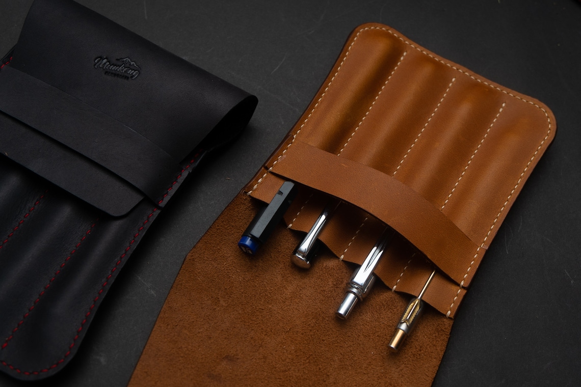 Leather pen casepersonalized Pencil Case Leather Pen Pouch Etsy