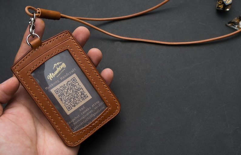 Personalized Leather ID holder lanyard Leather lanyard id Etsy