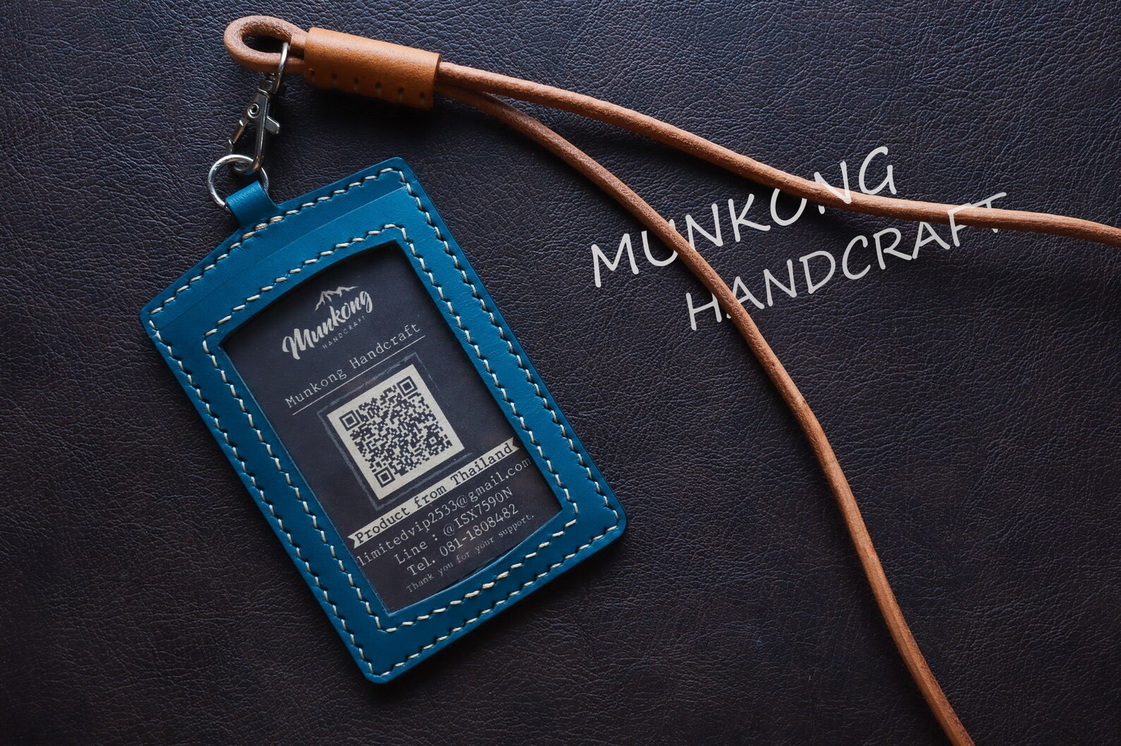 Personalized Leather ID holder lanyard Leather lanyard id Etsy