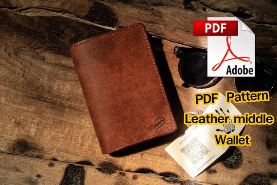 PDF File Easy Pattern leather Middle wallet Pattern biker | Etsy