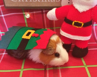 Christmas Guinea Pig Costume- Christmas Elf. Costume for small pet. Cute Unique and Handmade Christmas Gift