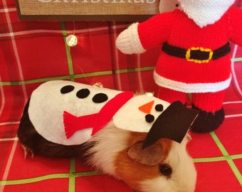 Christmas Guinea Pig Costume- Christmas Snowman. Small Pet Costume. Cute, Unique and Handmade Christmas Gift