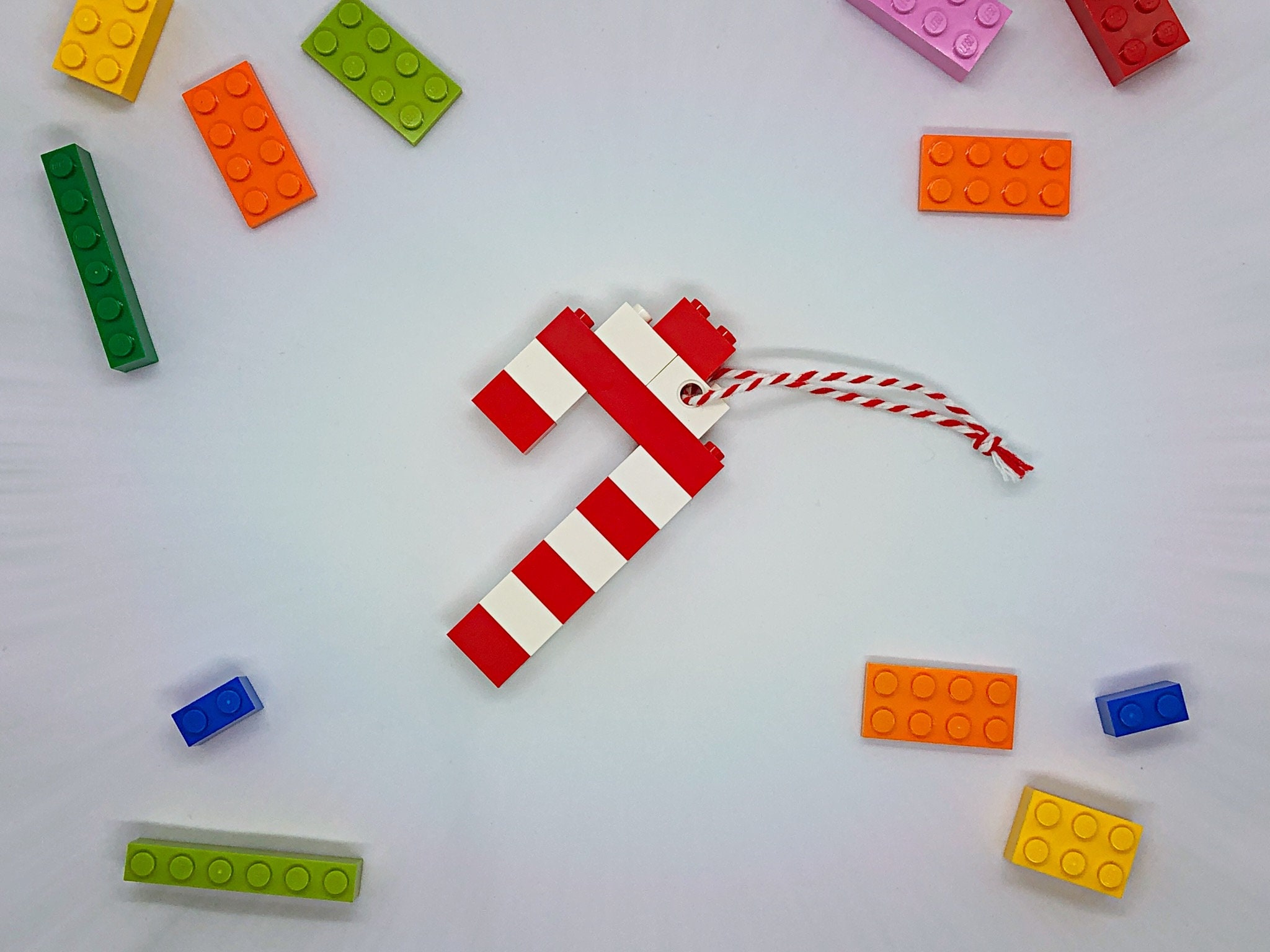 Lego Candy Cane Christmas Tree Ornament Handmade Candy Cane Etsy