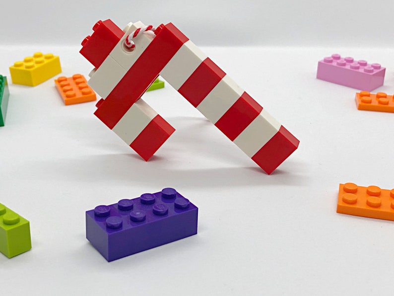Lego Candy Cane Christmas Tree Ornament Handmade Candy Cane Etsy