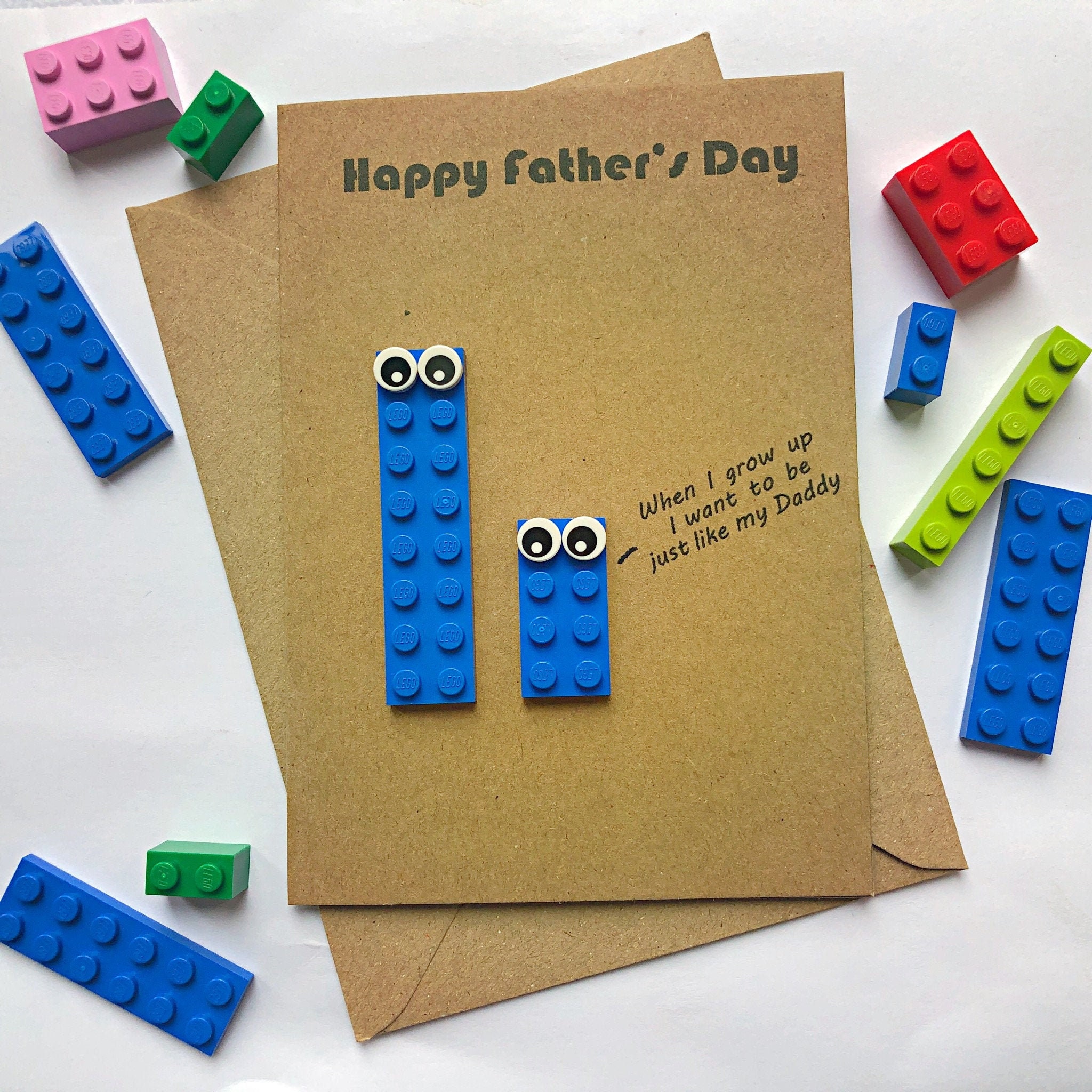 3D LEGO Fathers Day Card Removable Lego When I grow up I Etsy