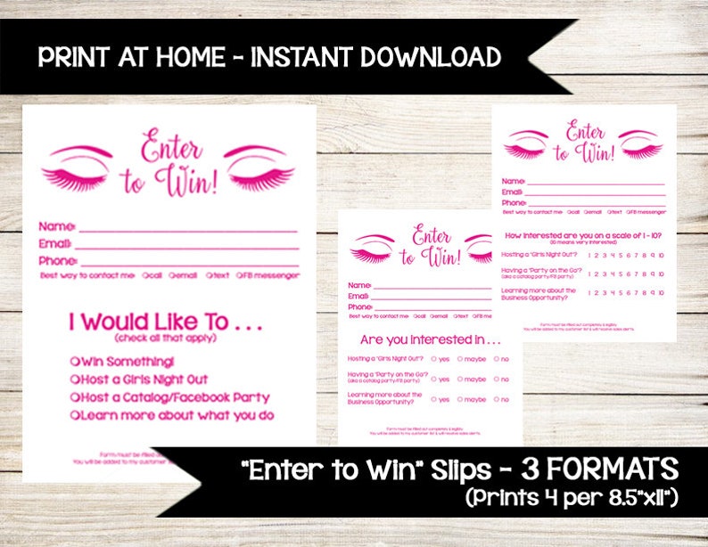 Younique Lipsense Enter To Win Door Prize Drawing Slip Etsy