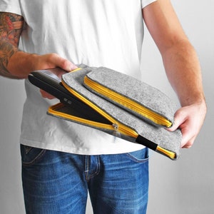 FELT LAPTOP COVER Macbook Air 13 M3 sleeve yellow zipper all sizes corner zipper all macbook models 15 inch handmade laptop case