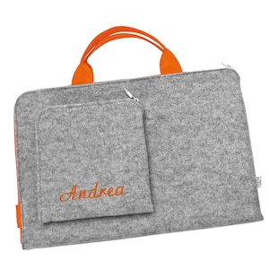 MONOGRAMA PERSONALIZADO Capa para MacBook Capa de feltro para laptop personalizada Zíper e ponteiros laranja Todos os tamanhos Todos os MacBooks Presente personalizável