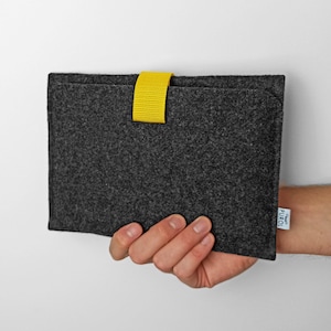 iPad Felt Sleeve Tablet Case Dark Grey Felt Yellow Buckle All Sizes Avaliable All iPads and Tablet models iPad Air, Pro 11 inch 13 inch Mini