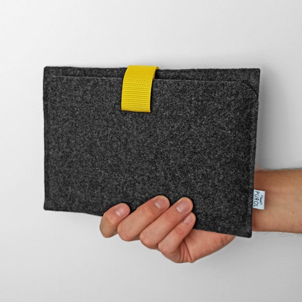 iPad Felt Sleeve Tablet Case Dark Grey Felt Yellow Buckle All Sizes Avaliable All iPads and Tablet models