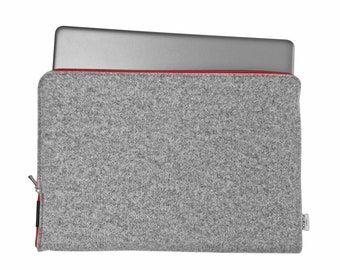 LAPTOP MOUW MacBook cover grijs vilt rode rits alle maten MacBook air 13 2020 M1, MacBook pro 15 inch, Mac Pro 16, unieke kerstcadeaus