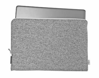 LAPTOP MOUW grijs vilt met witte rits Macbook Air Cover alle maten notebooktas kerstcadeau