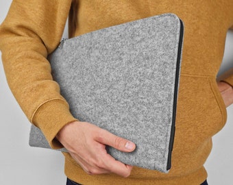 Housse pour ordinateur portable en feutre grise avec fermeture éclair noire toutes les tailles et modèles d'ordinateurs portables : Mac Neo, Air 13, 15 pouces, Pro 16 pouces
