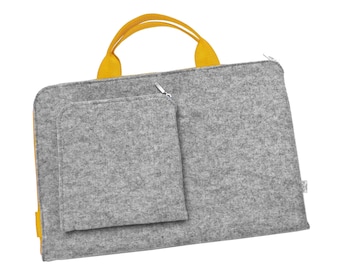 MacBook Felt Sleeve Laptop Case With Handle Yellow Zipper All Sizes All Macbook Models 13' 15' 17' Laptop Cover Customisable Handmade