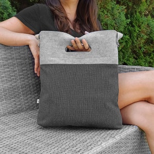 SHOULDER BAG Tote Felt Bag for women with zipper and pockets grey casual style bag image 1