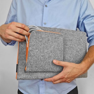 FELT LAPTOP COVER MacBook Sleeve Orange Zipper All Sizes Avaliable Customisable MacBook Air 13 M3, Pro 16 in M4 case and Many Other Laptops