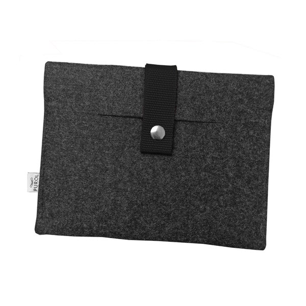 iPad Felt Sleeve Tablet Dark Grey felt Case All Sizes All iPad Models Handmade Cover with Black Buckle