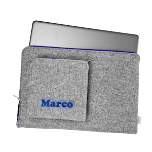 Personalised Laptop Sleeve Blue Zipper Custom Name Monogram or Initials All sizes All MacBooks Felt Case Perfect Gift