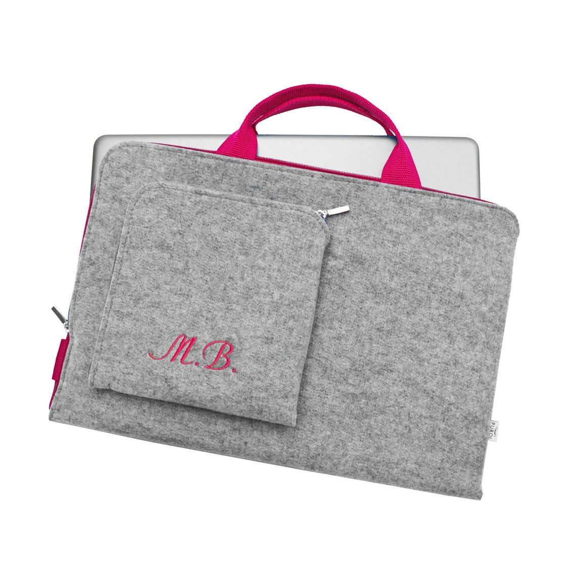 PERSONALISED Laptop Felt Sleeve Custom Monogram Embroided Etsy