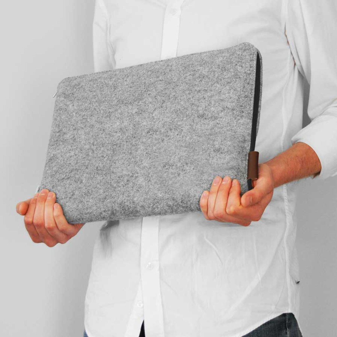 FELT LAPTOP SLEEVE 01 Black Zipper Macbook Cover Gray Felt All Etsy